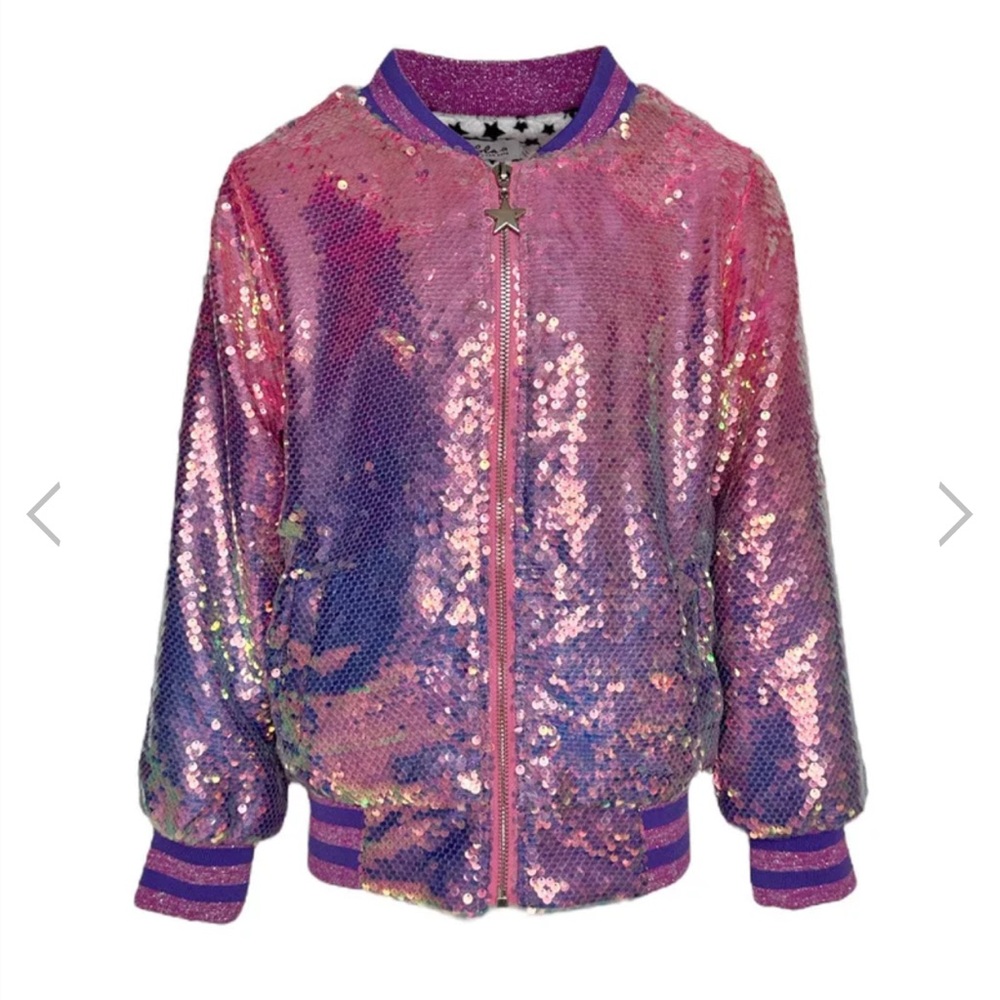 Lola & The Boys Lavender Haze Sequin Bomber